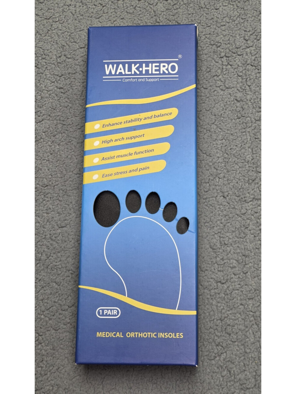 WALK-HERO Orthotic Insoles Arch Support EVA Full Length Mens Size 6